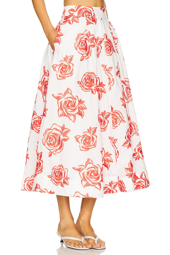 view 2 of 6 FALDA MIDI JULIET in Red & White