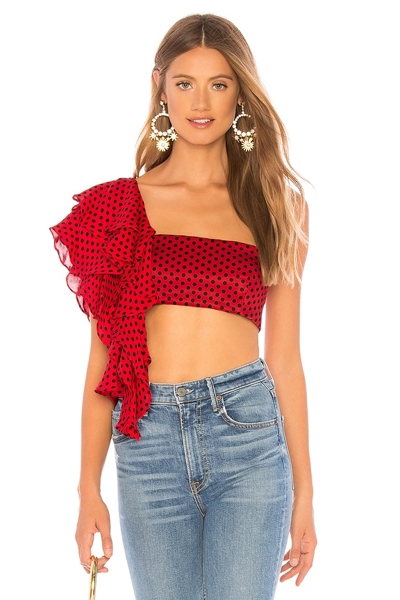 view 1 of 4 Eva Petal Top in Scarlet & Black