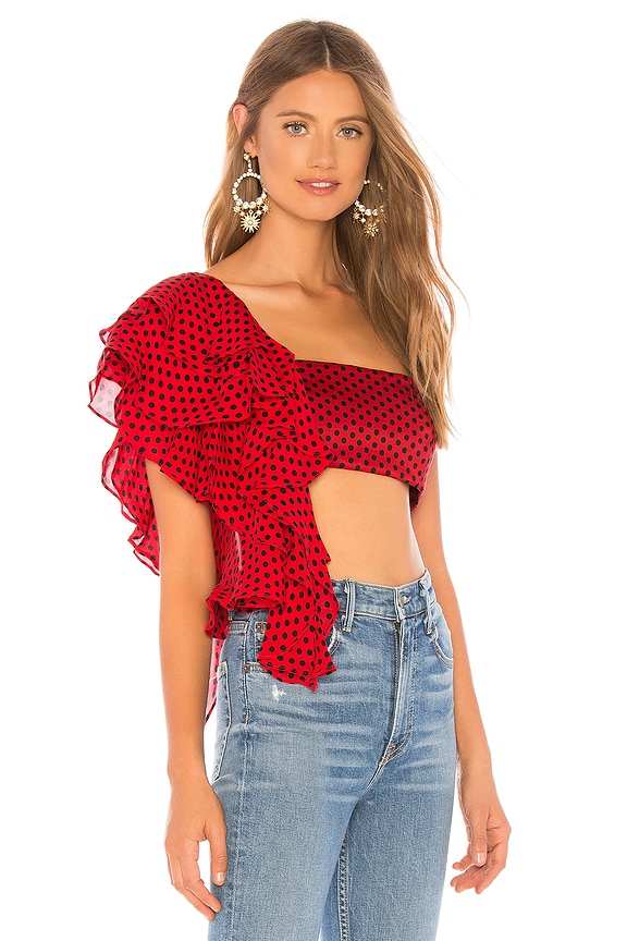 view 2 of 4 Eva Petal Top in Scarlet & Black