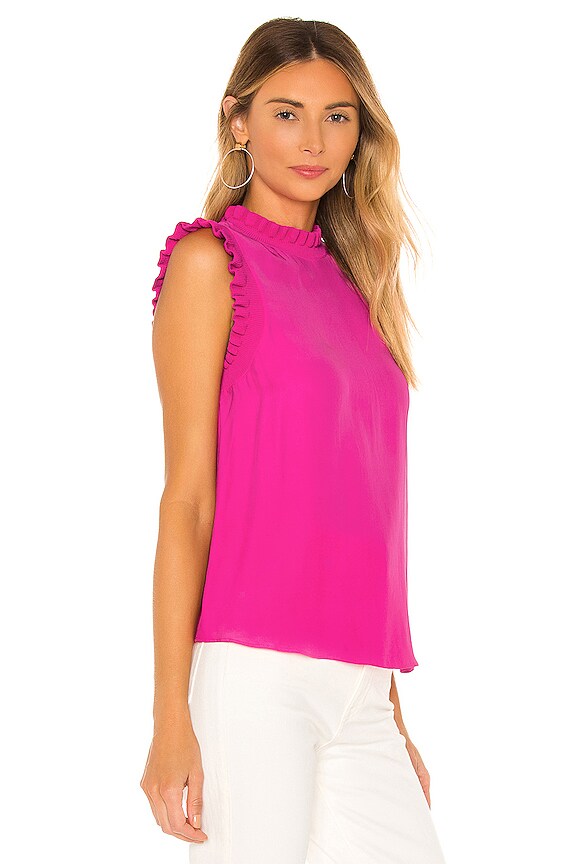 view 2 of 4 Ruffle Shell Tank in Raspberry