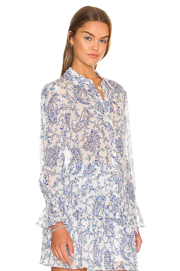 view 2 of 4 Lacey Sketched Paisley Blouse in White Multi