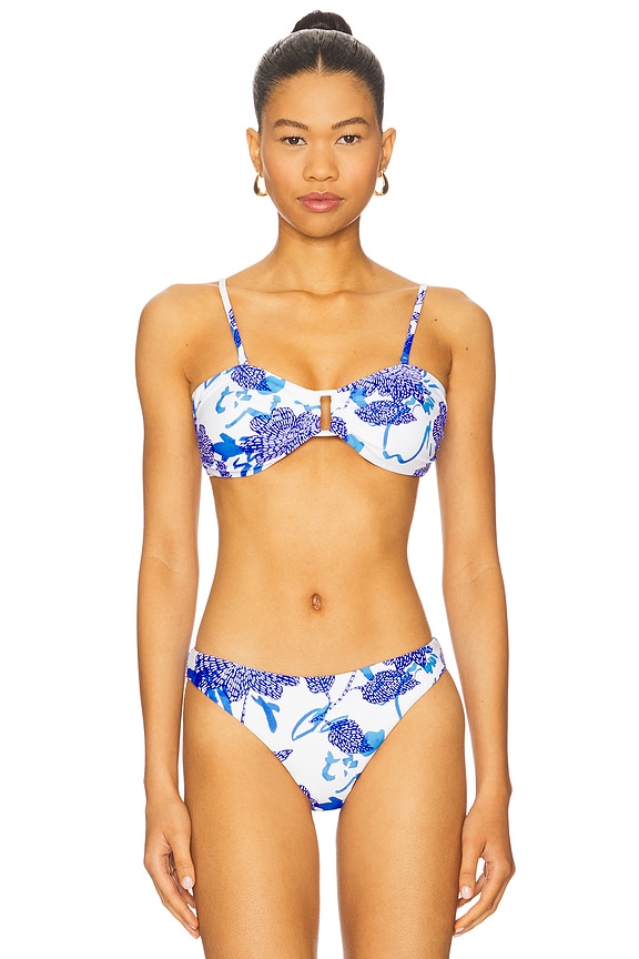 view 2 of 5 HAUT DE MAILLOT DE BAIN FORME BANDEAU BRUSHWORK FLORAL in Blue Multi