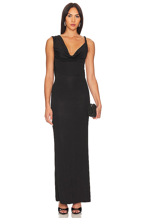 view 2 of 3 뒤틀린 드레이프 가운 in Black