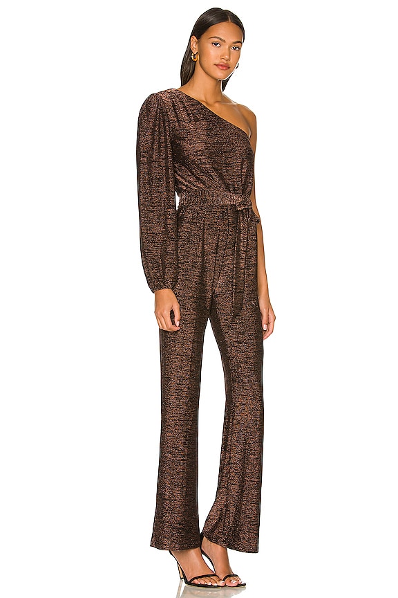 view 2 of 4 Imane One Shoulder Jumpsuit in Black & Bronze