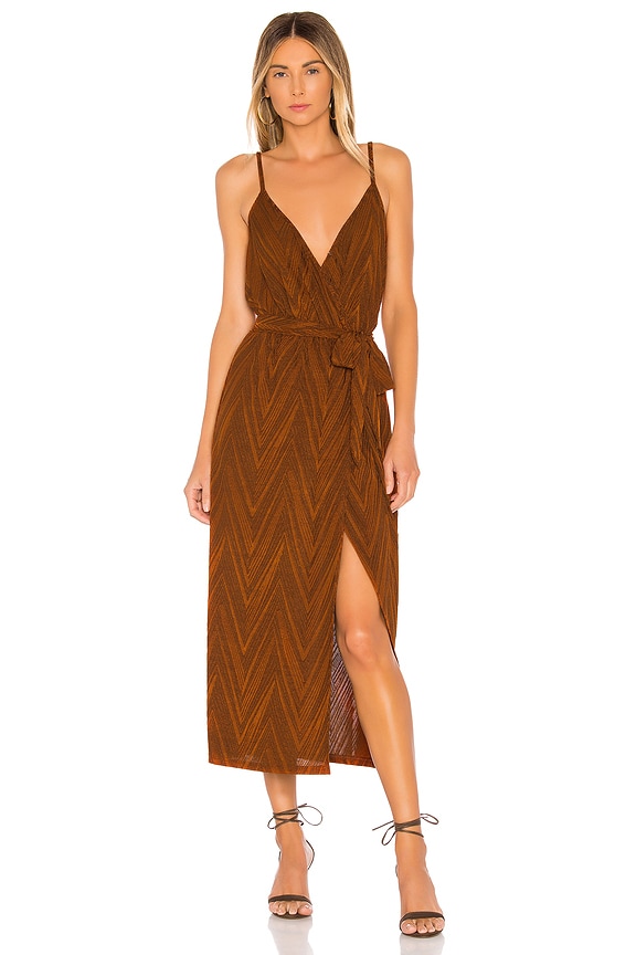 view 1 of 3 Strappy Wrap Dress in Burnt Orange