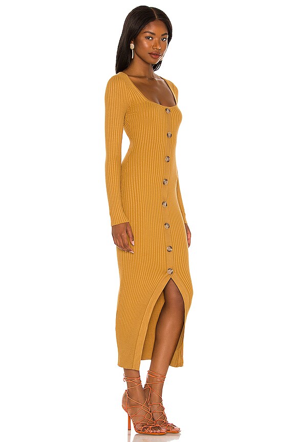 view 2 of 3 Phrada Button Midi Dress in Gold