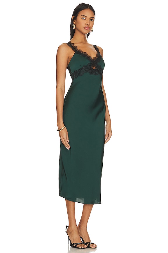 view 2 of 3 Erin Lace Trim Midi Dress in Emerald Green