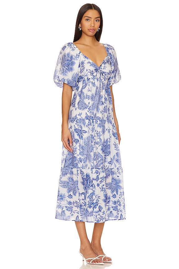 view 2 of 3 ROBE MI-LONGUE PERLA in Blue Floral
