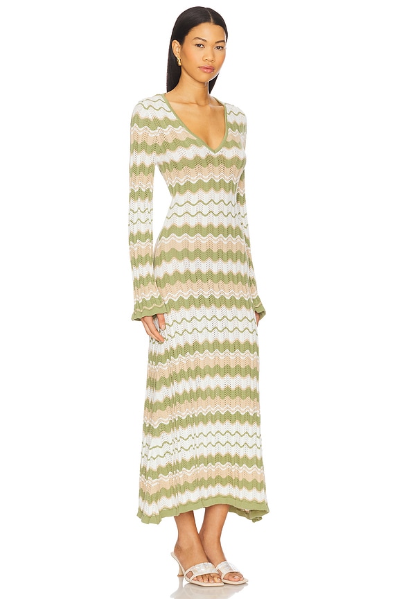 view 2 of 3 Melody Knit Midi Dress in Green & Sand