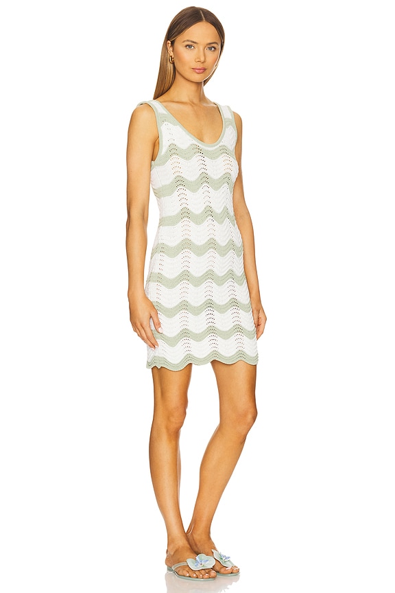 view 2 of 3 Jayden Crochet Wave Mini Dress in Sage & White