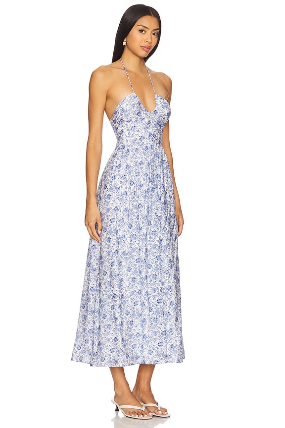 view 2 of 3 VESTIDO MIDI HALTER EVELYN in Blue Floral