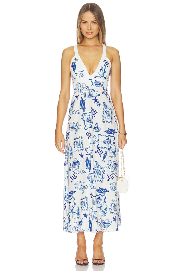 view 1 of 3 Baci Cross Back Midi Dress in Nautical Stamps