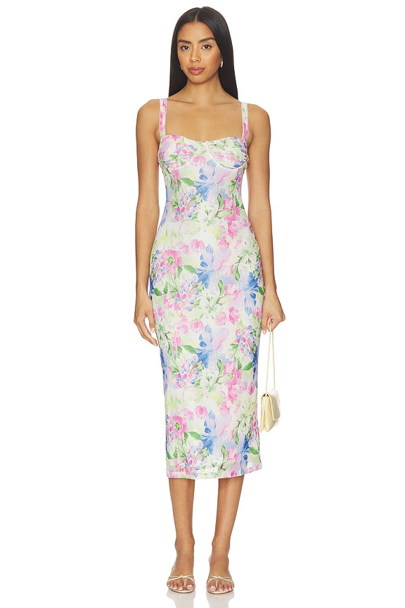 view 1 of 3 Celina Mesh Midi Dress in Watercolour Floral