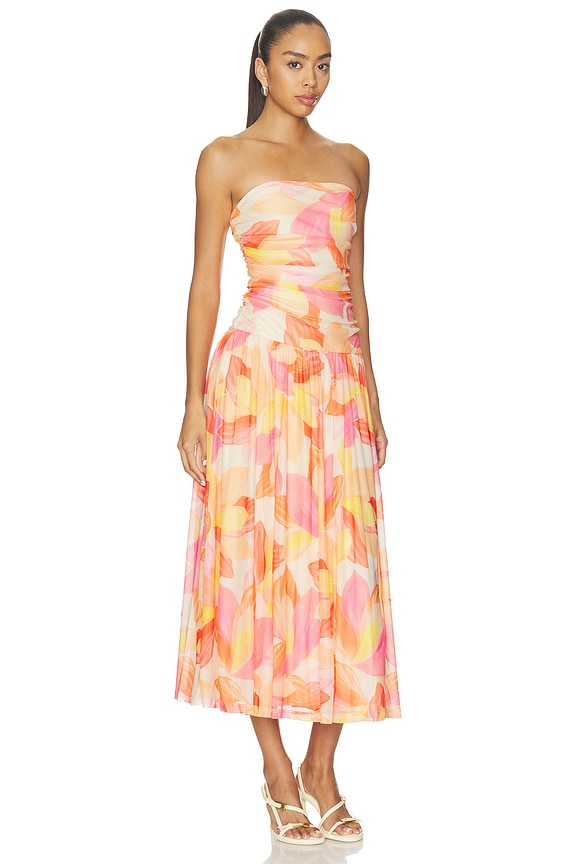 view 2 of 3 Solana Mesh Midi Dress in Abstract Leaf