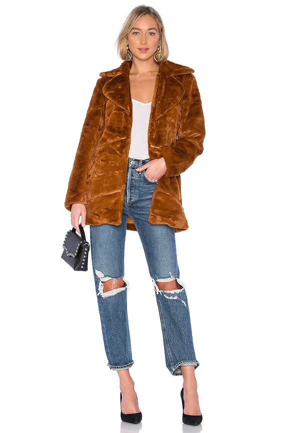 view 1 of 4 Pumpkin Spice Faux Fur Coat in Caramel