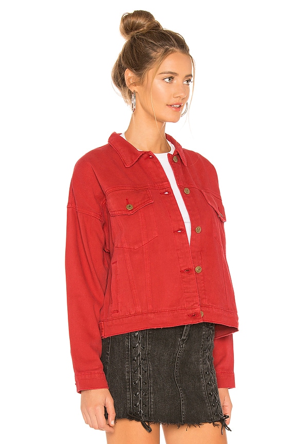 view 2 of 4 Ignite Cropped Trucker Jacket in Scarlett