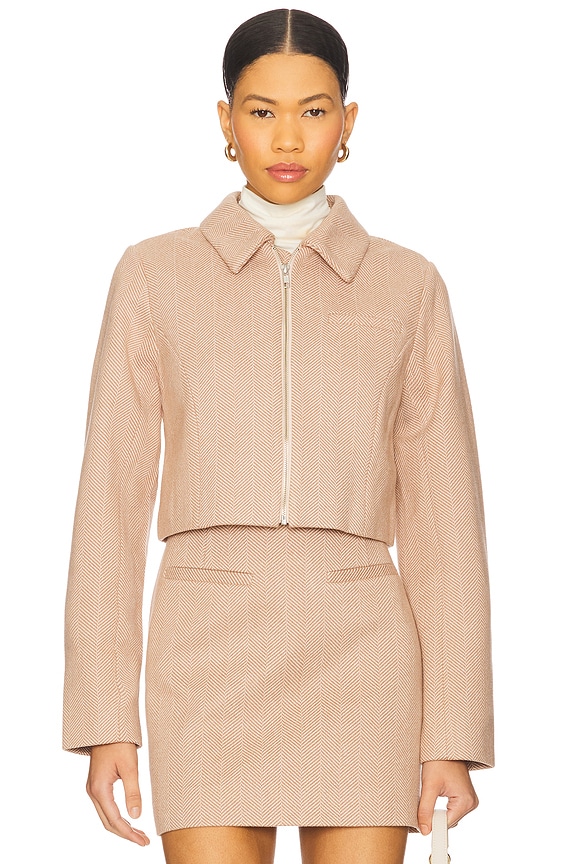 view 2 of 5 Valeria Crop Jacket in Beige & Cream