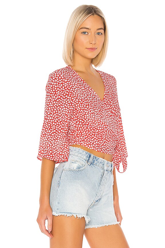 view 2 of 4 Tiny Bloom Wrap Top in Blood Orange