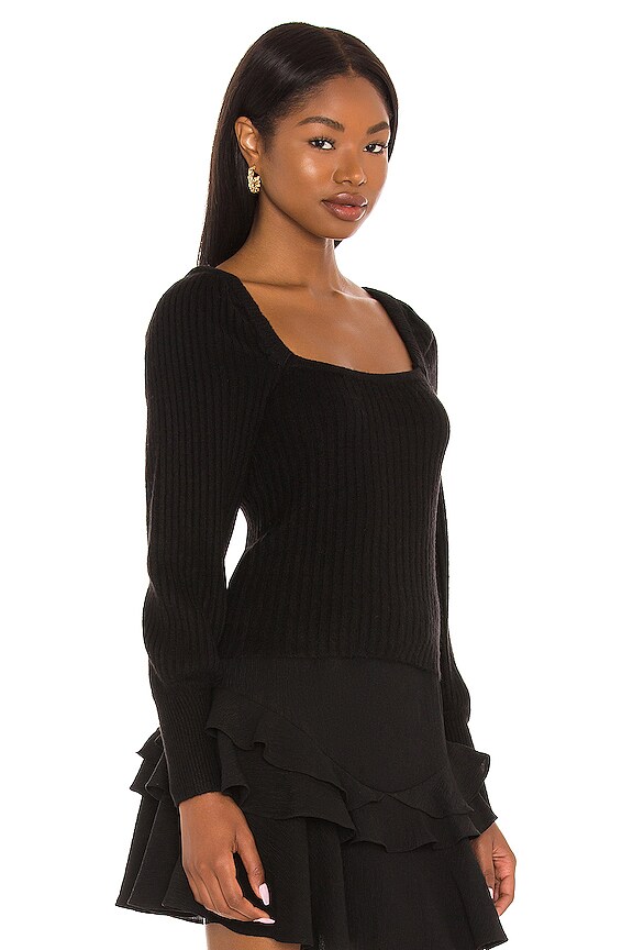 view 2 of 4 Saeeda Square Neck Knit Top in Black