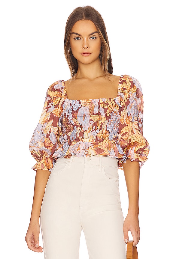 MINKPINK Serena Shirred Blouse in Multi | REVOLVE