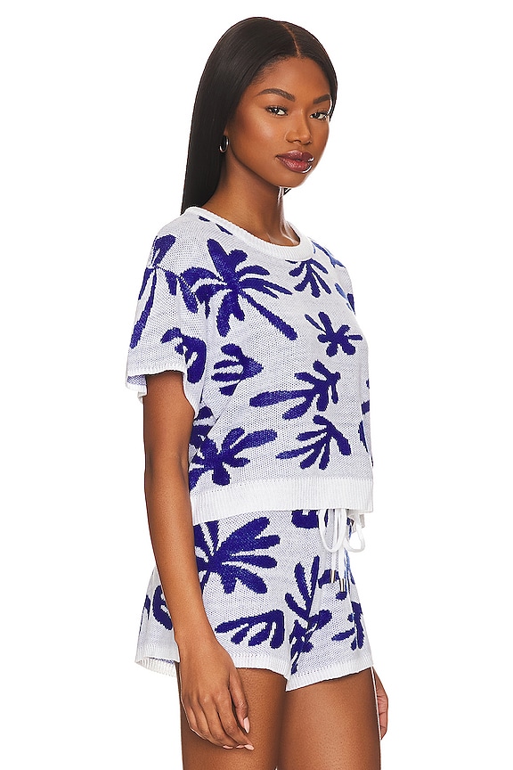 view 2 of 4 Ithica Knit Top in Blue & White