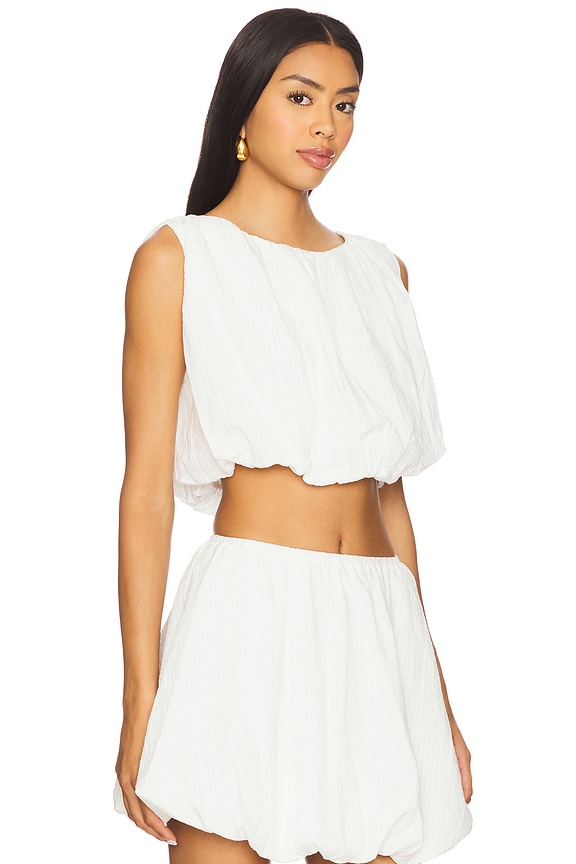 view 2 of 5 Alexa Bubble Crop Top in White