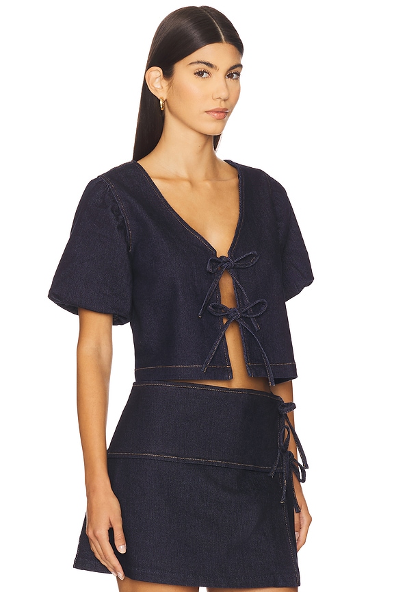 view 2 of 4 Raya Tie Front Top in Indigo