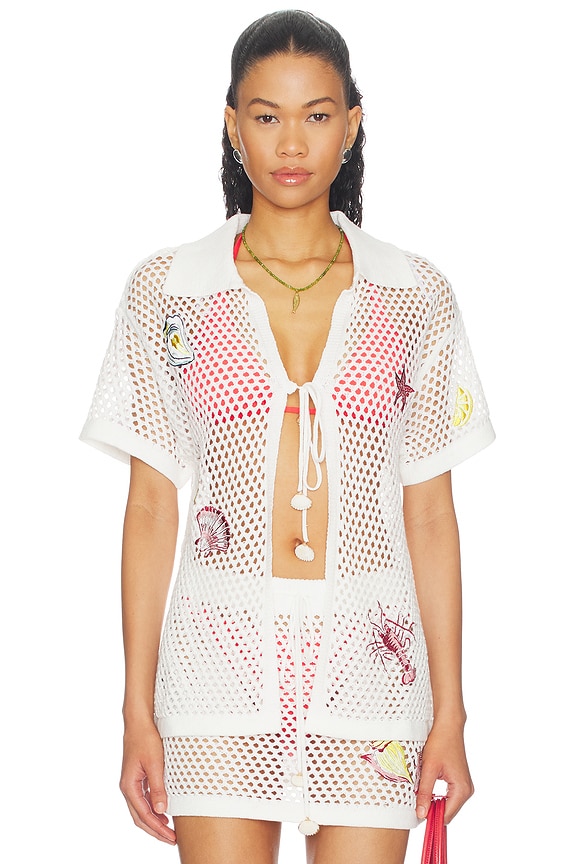 view 1 of 6 Soleia Crochet Top in White & Multi