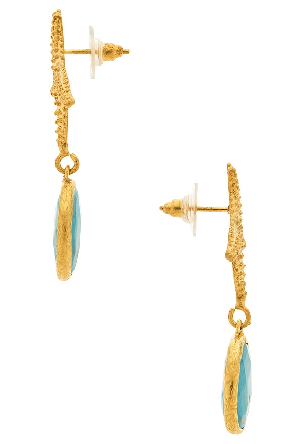 view 2 of 2 Seastar Drop Earrings in Gold & Turquoise