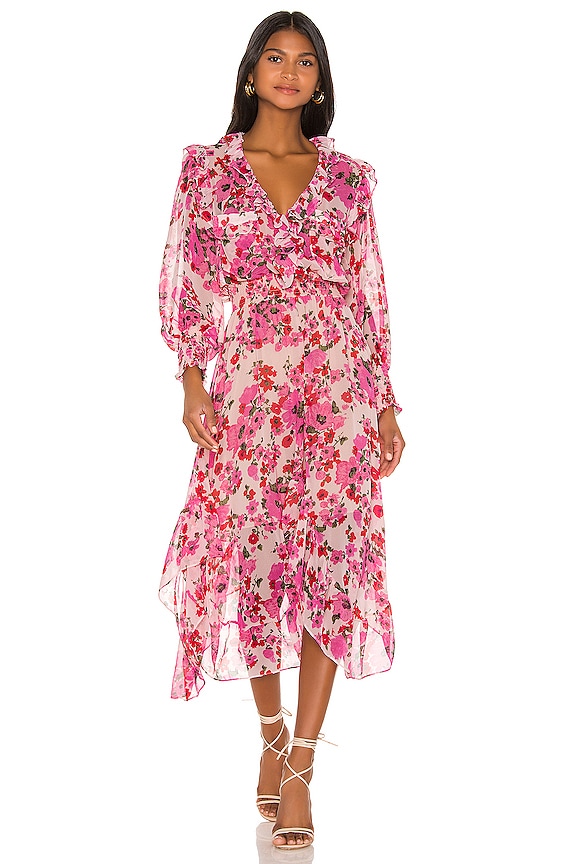 view 2 of 3 ROBE MI-LONGUE SAMANTHA in Pink Floral