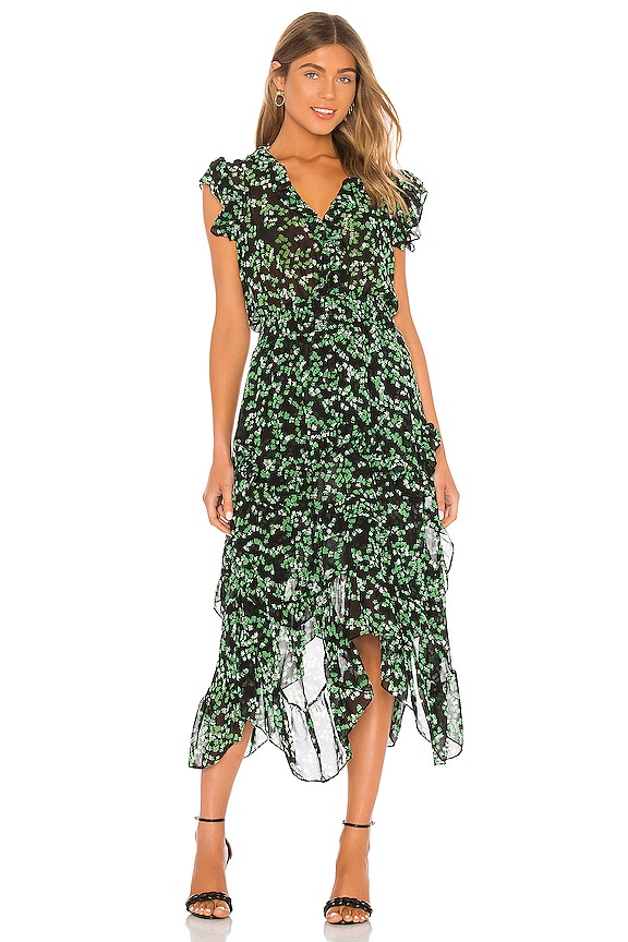 MISA Los Angeles Dakota Dress in Green Mini Blooms | REVOLVE
