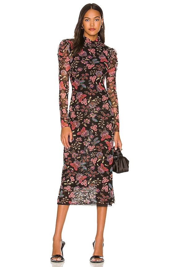 MISA Los Angeles Vivienne Dress in Gemstone Floral Mesh | REVOLVE