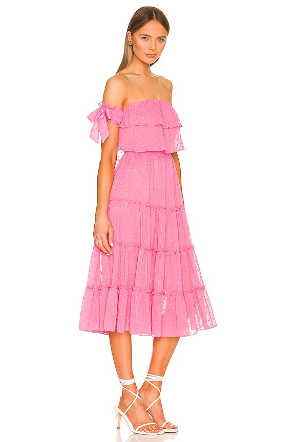 view 2 of 3 ROBE MI-LONGUE MICAELA in Pink Lurex Clip Dot