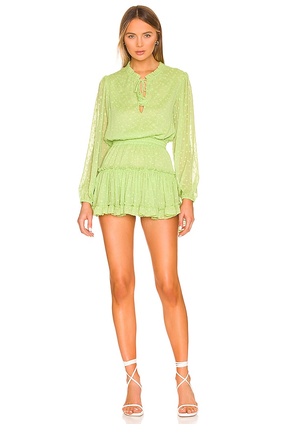 view 2 of 4 ROBE COURTE LORENA in Green Lurex Clip Dot