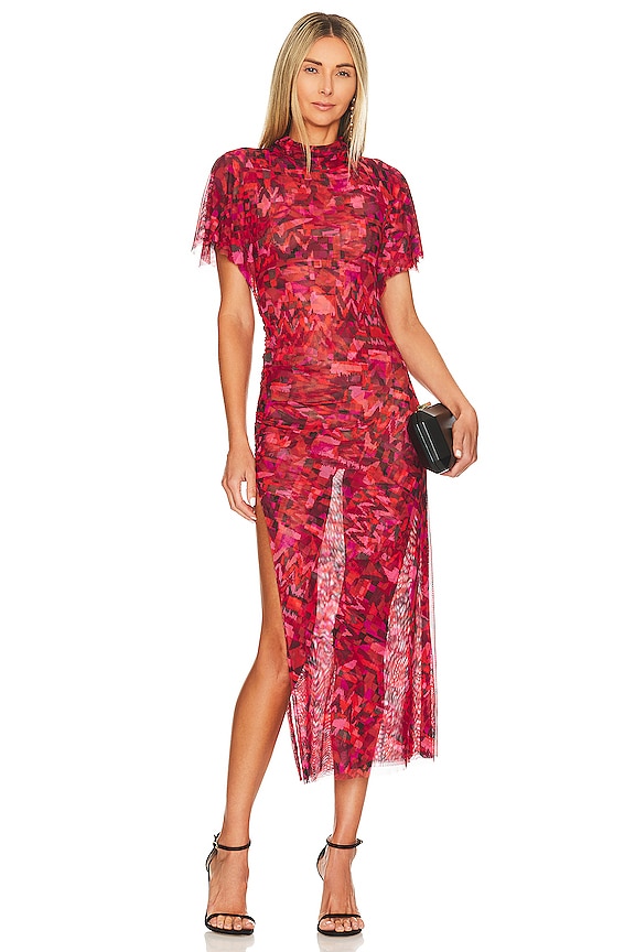 MISA Los Angeles Roberta Dress in Crimson Geo | REVOLVE