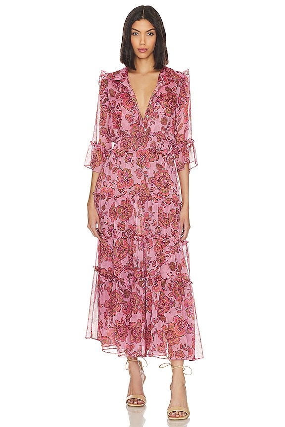 MISA Los Angeles Pamelina Dress in AMARANTH FLORA | REVOLVE