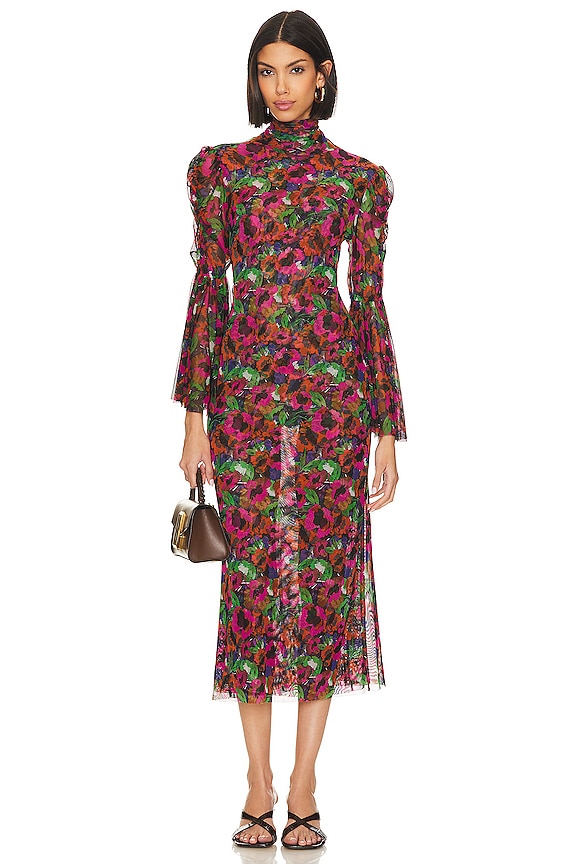 MISA Los Angeles Elektra Dress in Jewel Tone Flora | REVOLVE