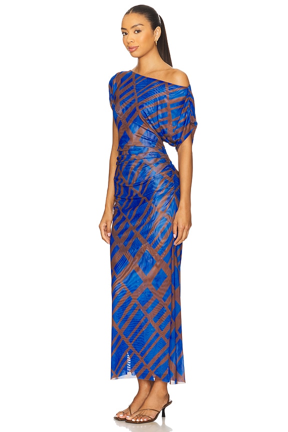 view 2 of 3 Kiana Dress in Blue & Brown Matrix