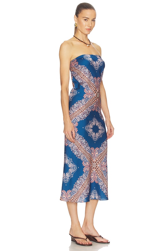 view 2 of 3 VESTIDO MIDI THARA in Sapphire Tapis Satin