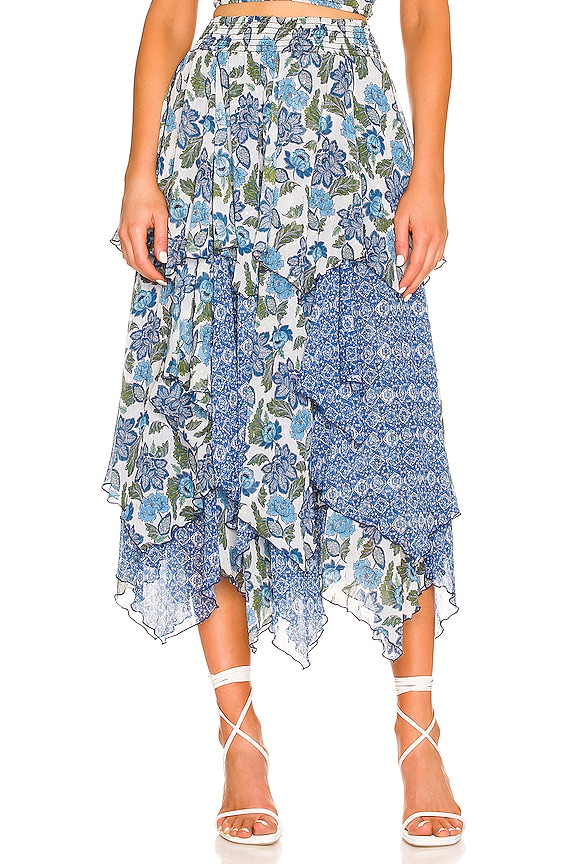 MISA Los Angeles Zoe Skirt in Flora Azulia and Blue Astra | REVOLVE