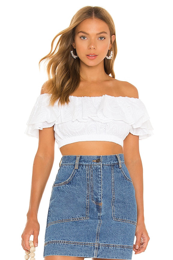 view 1 of 4 Rita Top in White Paisley Eyelet