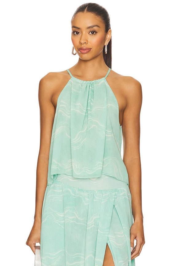 view 1 of 4 Thelma Top in Seafoam Linear Wave