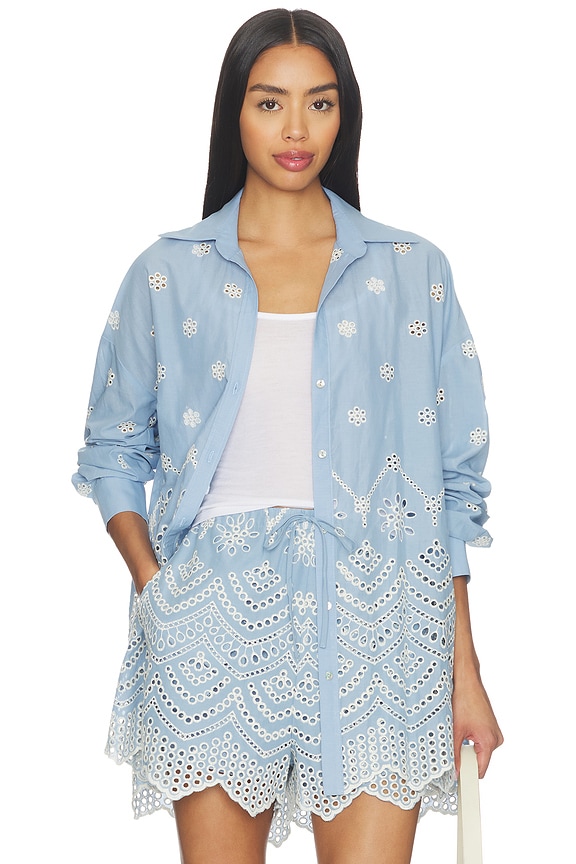 view 1 of 6 Nalin Top in Periwinkle Scallop