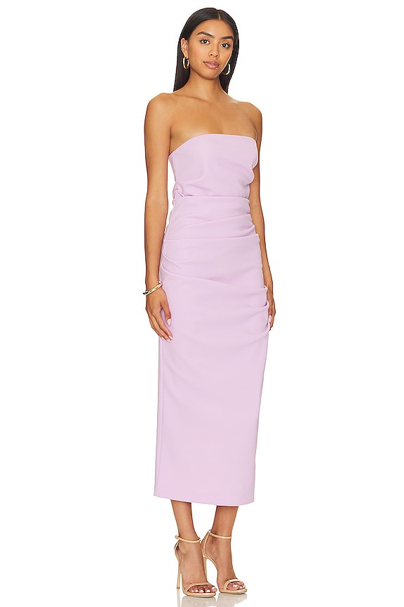 view 2 of 3 VESTIDO A MEDIA PIERNA DRAPEADO CALANDRA in Lilac