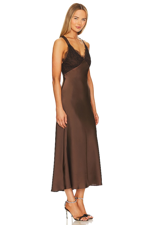 view 2 of 3 ROBE MI-LONGUE OCTAVIA in Chocolate