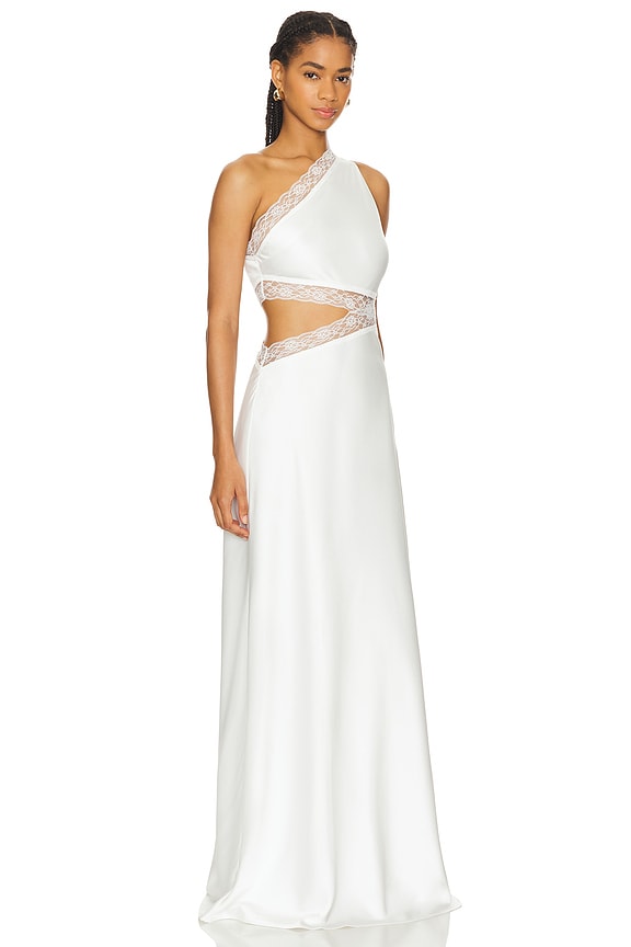 view 2 of 3 ROBE DE SOIRÉE EN DENTELLE ASYMÉTRIQUE JILLIAN in Ivory
