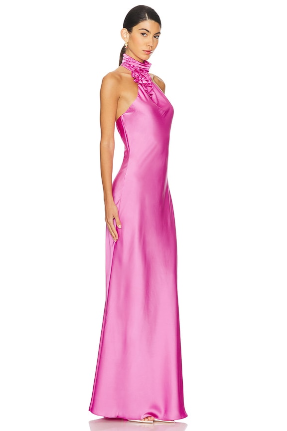 view 2 of 3 Teresa Rosette Detail Satin Gown in Purple Rose