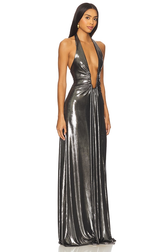 view 2 of 3 The Jennifer Foil Jersey Dress in Black