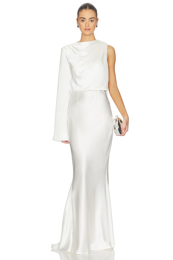 view 1 of 4 The Mantello Satin Dress in Ivory