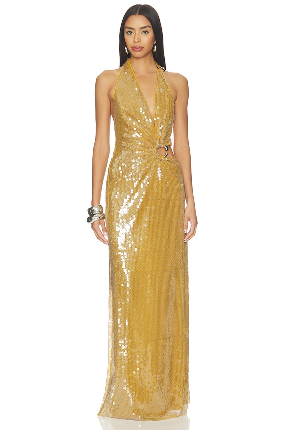 view 1 of 5 The Devon Sequin Dress in Mustard Gold